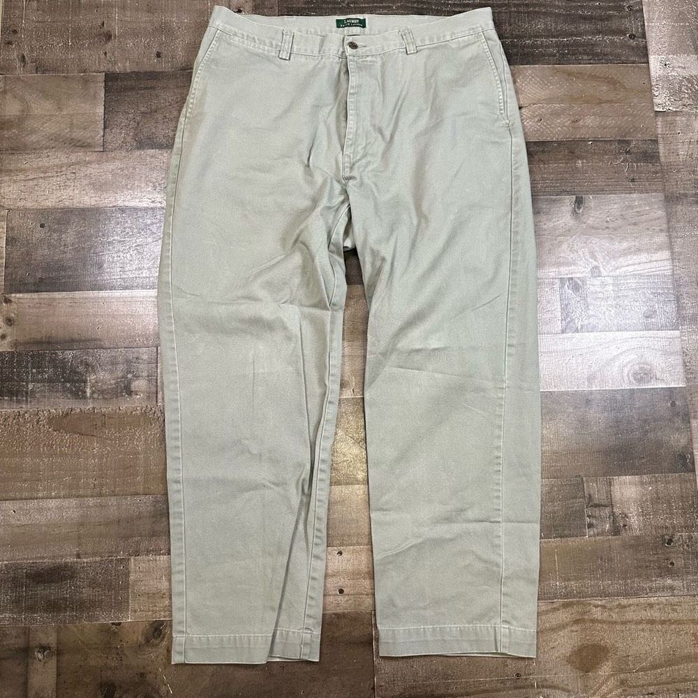 Lauren Ralph Lauren Men’s Size 38x30 Vintage Chino Pants Tan Flat Front Cotton